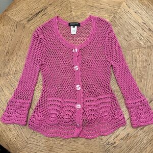 Jones New York Pink Crocheted Cardigan